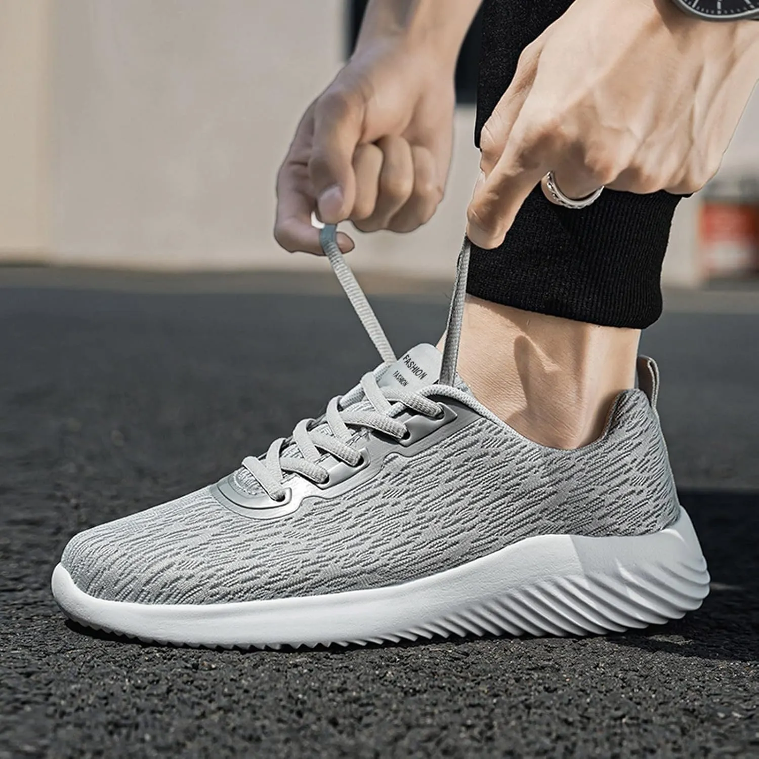 Mens Breathable Lace Up Running Shoes Breathable Casual Comfortable Walking Sneaker Wide Walking Shoes for Men