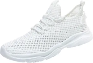 Mens Breathable Lace Up Running Shoes Breathable Elastic Fly Woven Mesh Sneaker Lightweight Work Shoes for Men
