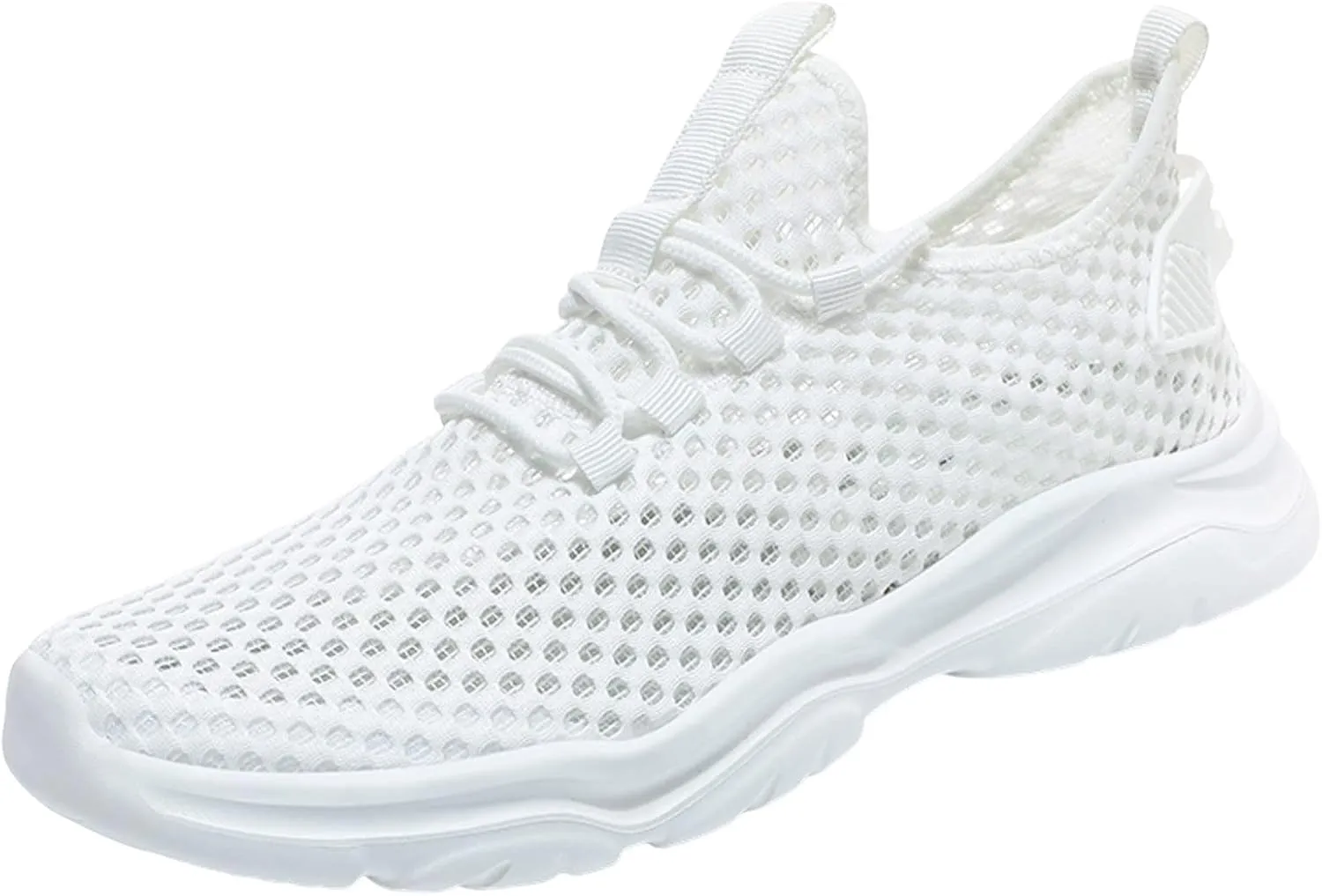 Mens Breathable Lace Up Running Shoes Breathable Elastic Fly Woven Mesh Sneaker Lightweight Work Shoes for Men
