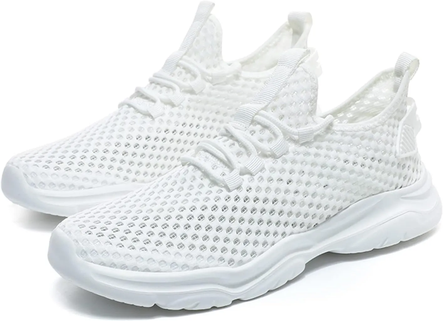 Mens Breathable Lace Up Running Shoes Breathable Elastic Fly Woven Mesh Sneaker Lightweight Work Shoes for Men