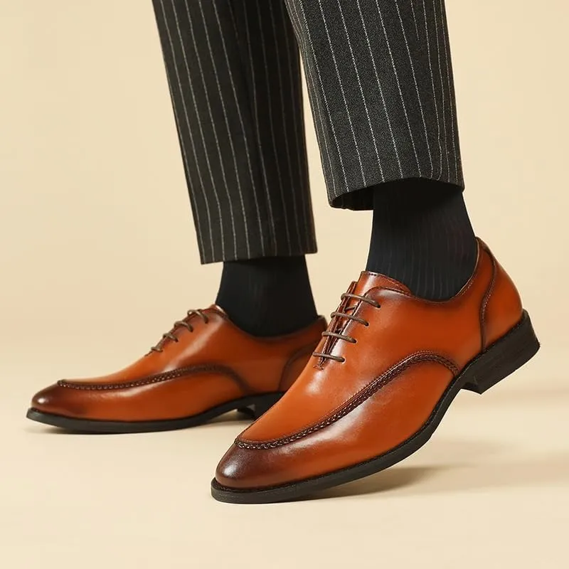 Men's Breathable Leather Wingtip Brogue Oxfords
