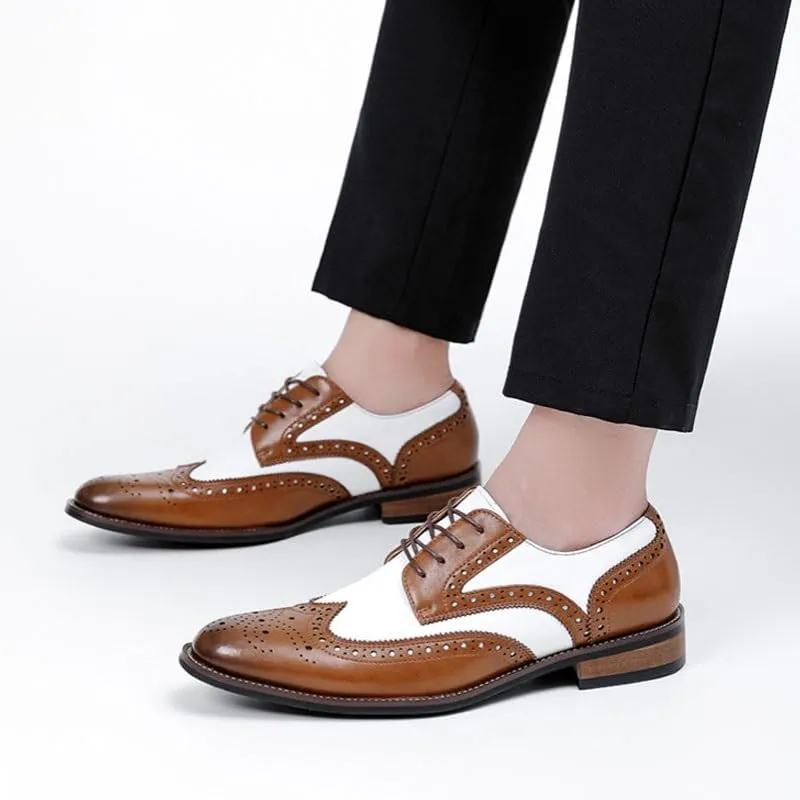 Men's Breathable Leather Wingtip Brogue Oxfords