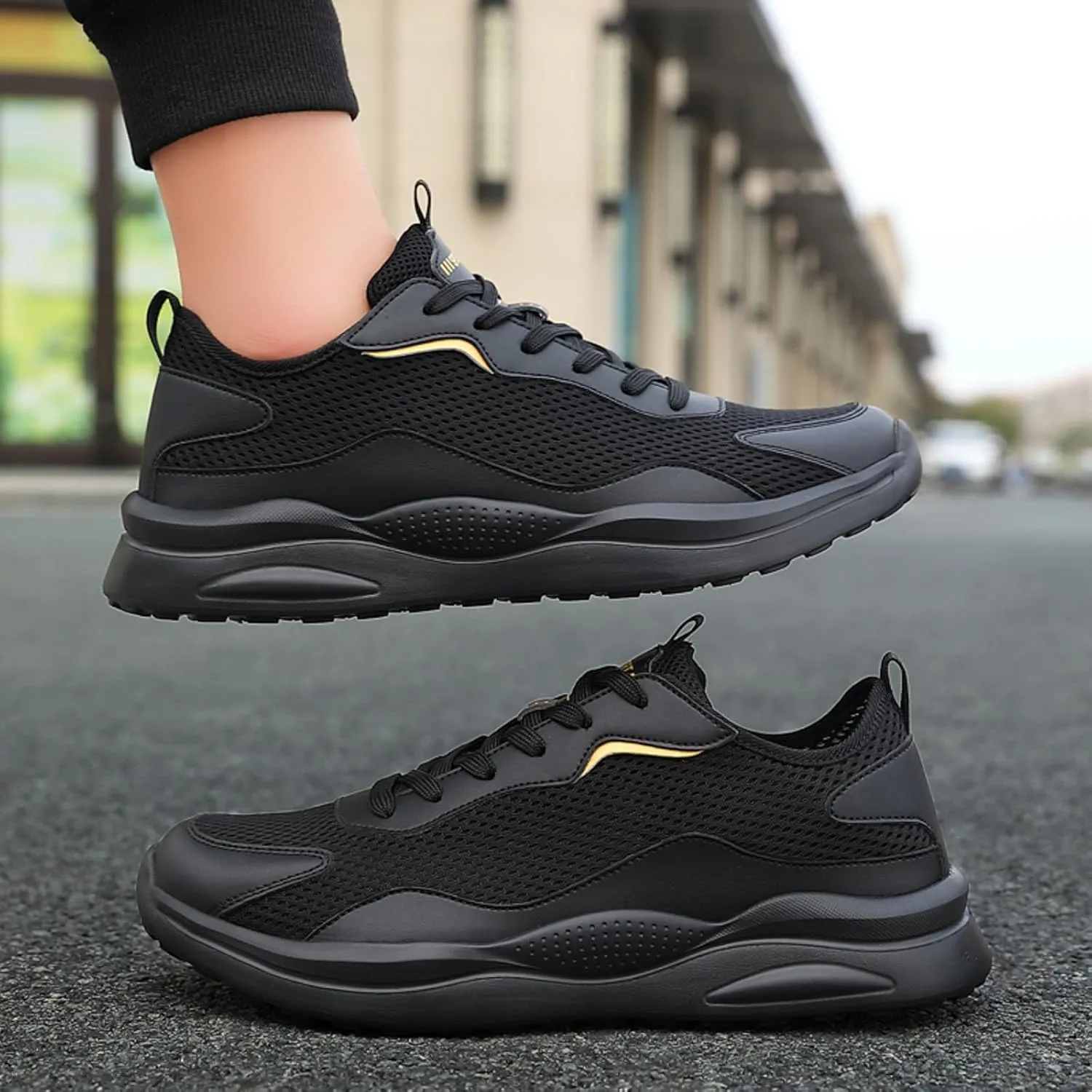 Men's Breathable Mesh Running Shoes Comfortable Breathable Stretch Canvas Slip On Sneaker Casual Walking Shoes