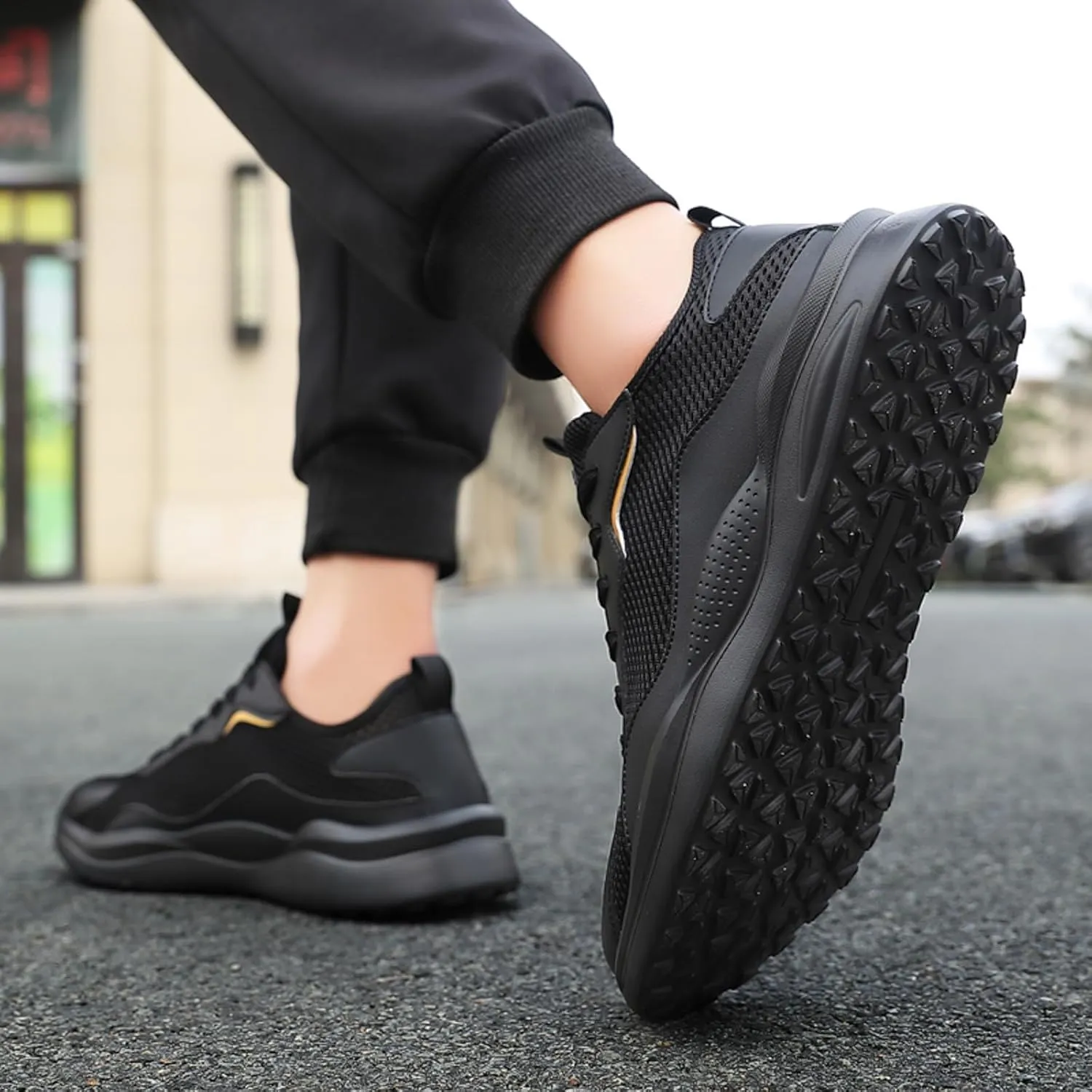Men's Breathable Mesh Running Shoes Comfortable Breathable Stretch Canvas Slip On Sneaker Casual Walking Shoes