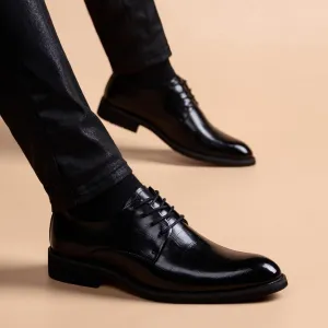 Men's Brogue Oxfords Shoes Breathable Leather Wingtip Derby Shoes Slip On Pointed Toe Classic Formal Business Shoes for Men