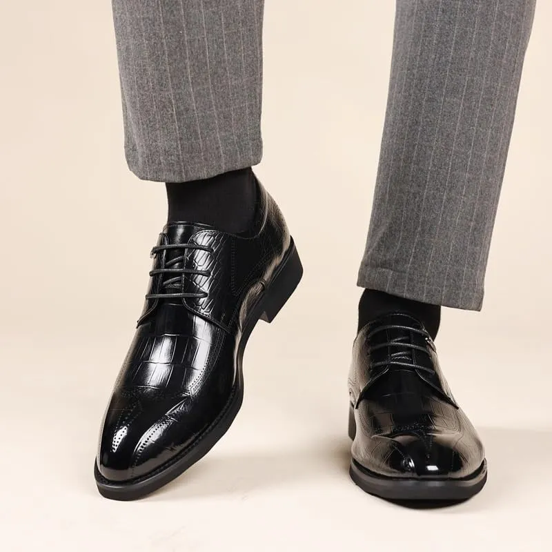 Men's Dress Shoes Genuine Leather Platform Lace-up Men Oxfords Walking Office Loafers Work Derby Shoes