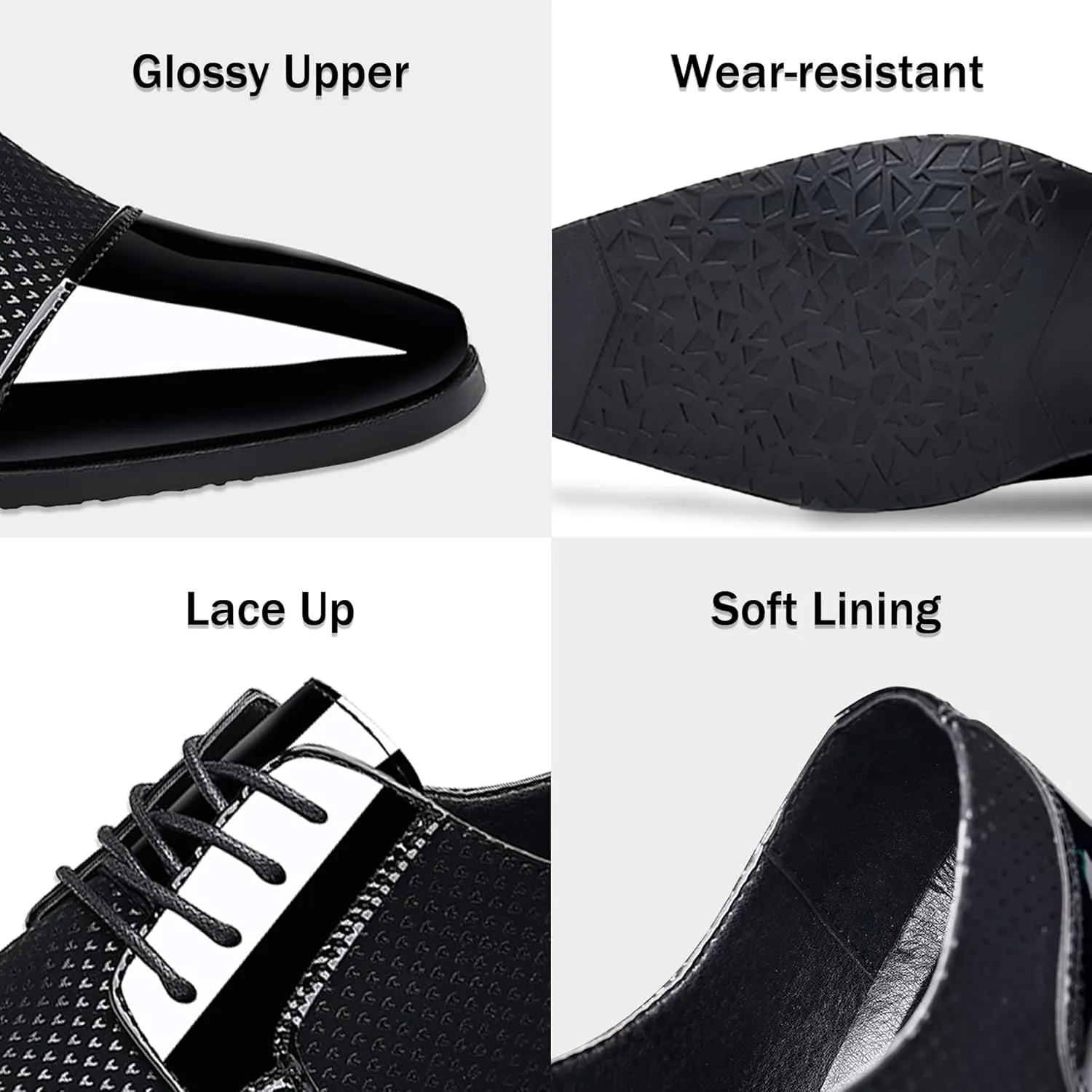 Men's Dress Shoes Oxfords Classic Lace-up Formal Patent Leather Tuxedo Shoes Business Wedding Derby Blue