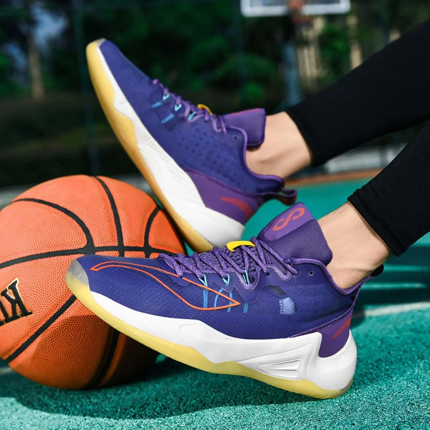 Men's Fashion Basketball Shoes Non-Slip Breathable Running Sneakers Outdoor Casual Sports Walking Shoes Street Personalized Trend Basketball Sneakers