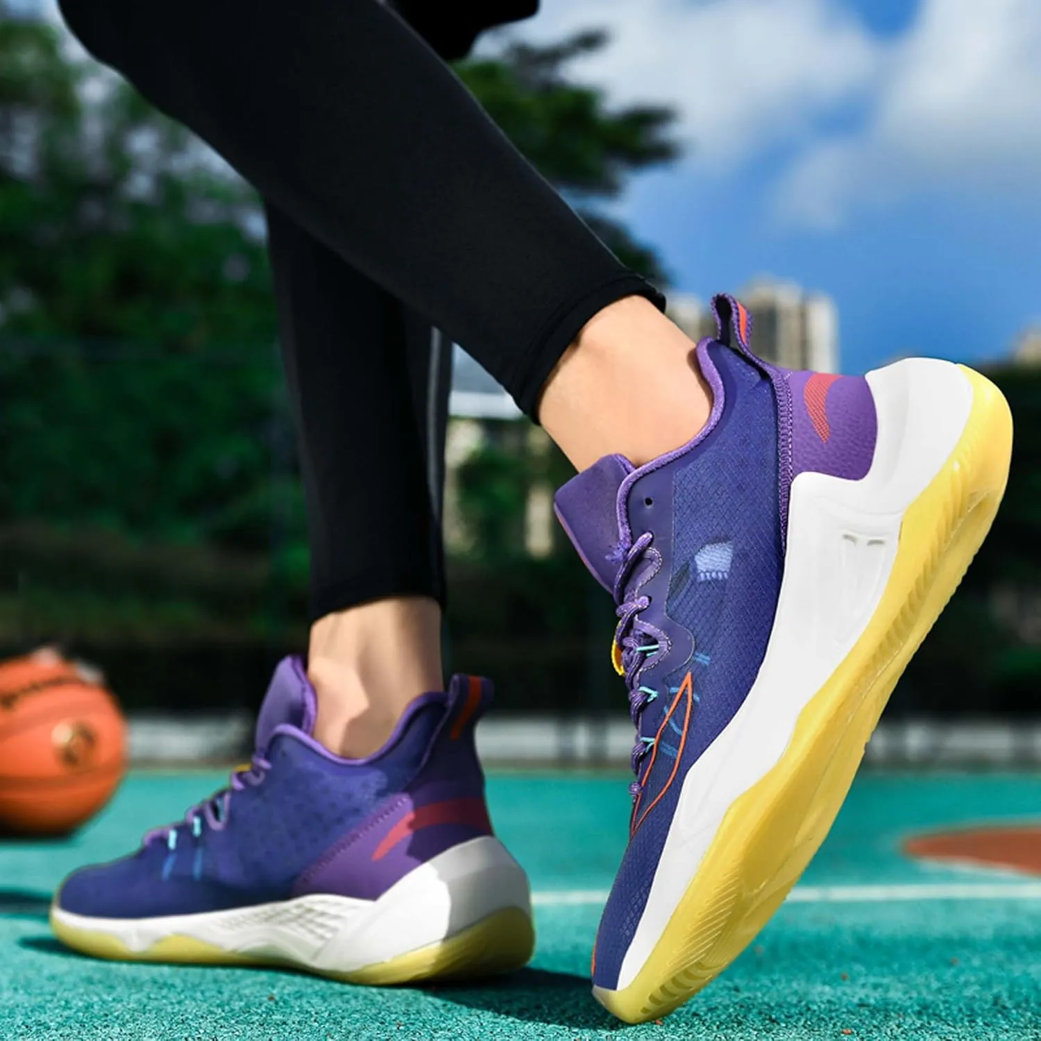 Men's Fashion Basketball Shoes Non-Slip Breathable Running Sneakers Outdoor Casual Sports Walking Shoes Street Personalized Trend Basketball Sneakers