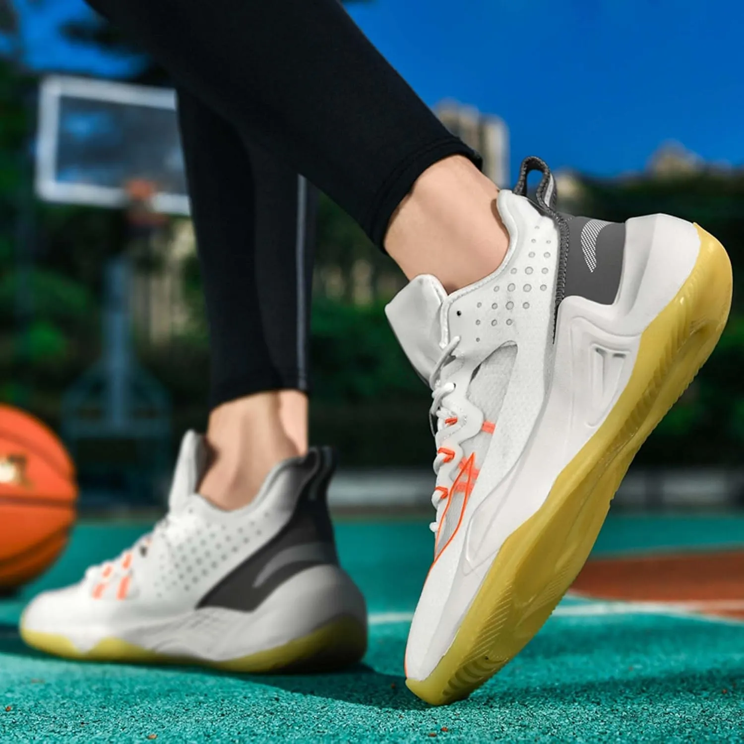 Men's Fashion Basketball Shoes Non-Slip Breathable Running Sneakers Outdoor Casual Sports Walking Shoes Street Personalized Trend Basketball Sneakers