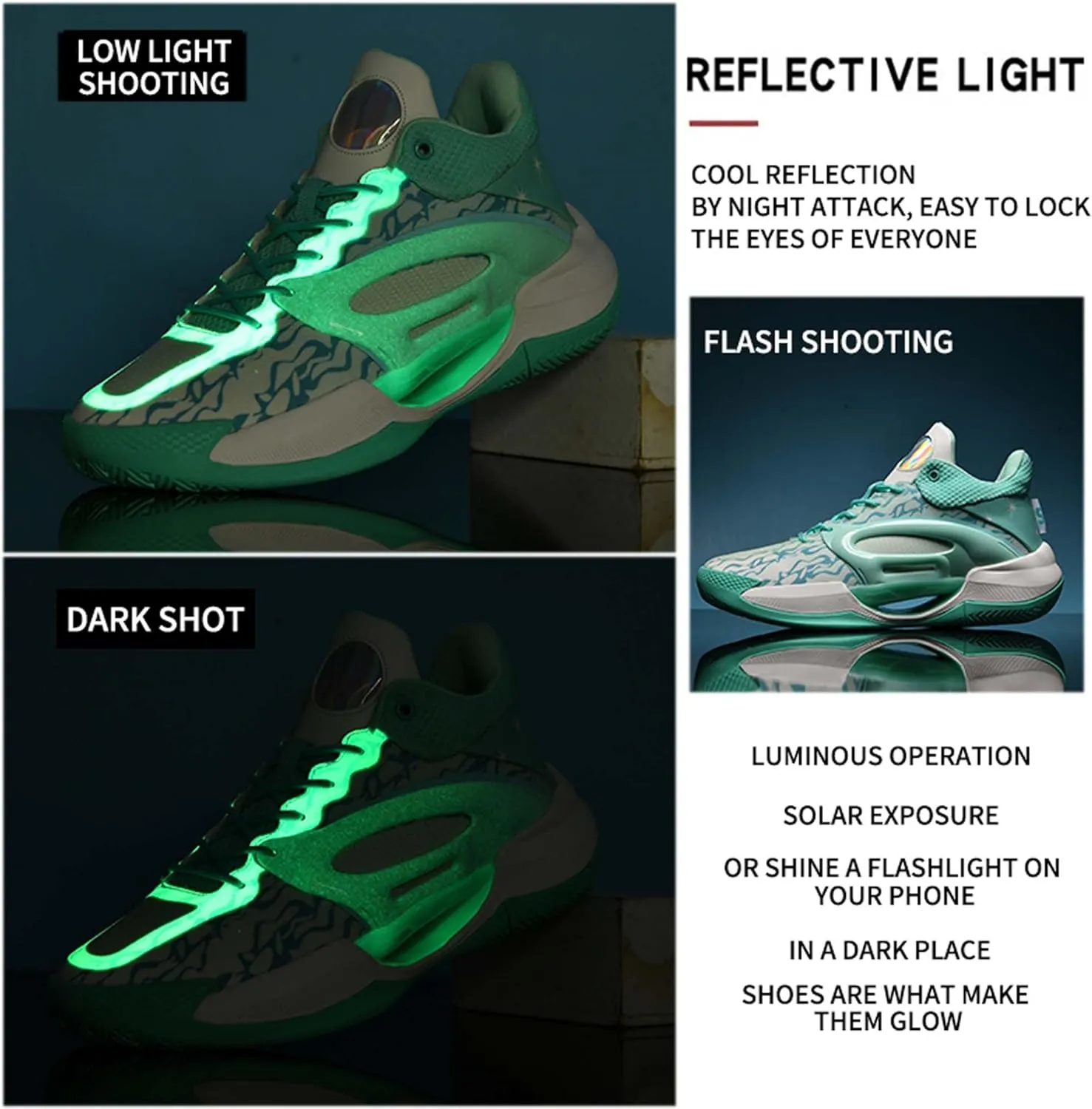 Men's Fluorescent Basketball Shoes Non-Slip Cushioning Youth Training Running Basketball Sneakers Comfortable Breathable Women's Fitness Tennis Basketball Sneakers
