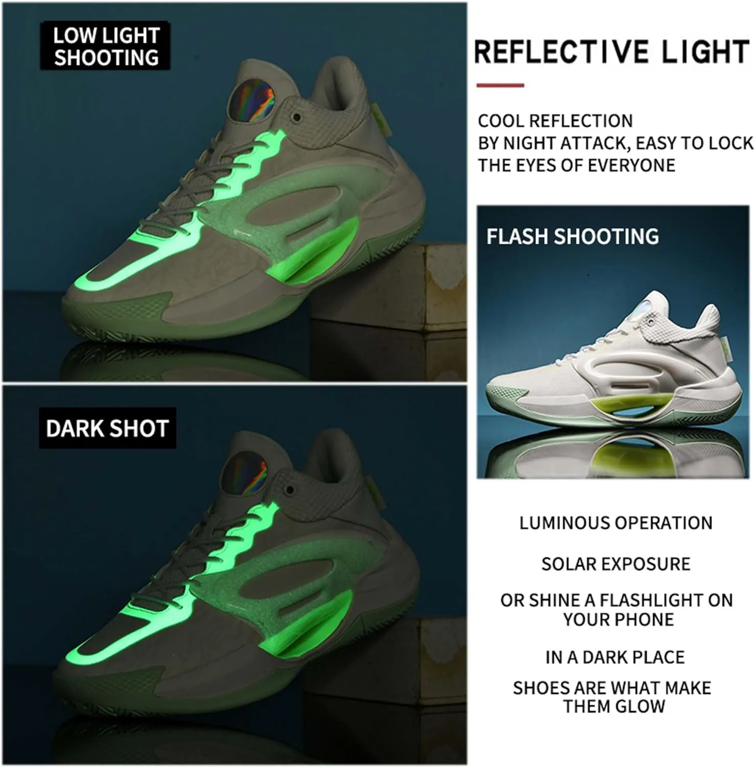 Men's Fluorescent Basketball Shoes Non-Slip Cushioning Youth Training Running Basketball Sneakers Comfortable Breathable Women's Fitness Tennis Basketball Sneakers