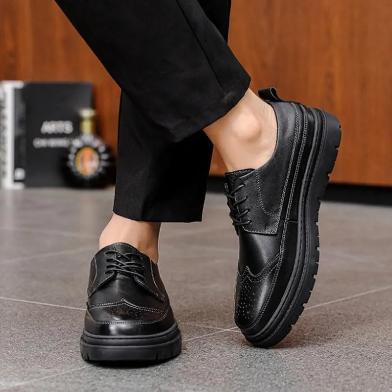 Men's Genuine Leather Business Brogue Handmade Formal Oxfords Shoe