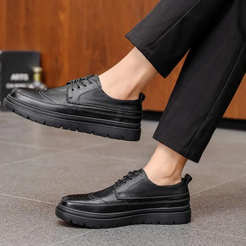 Men's Genuine Leather Business Brogue Handmade Formal Oxfords Shoe