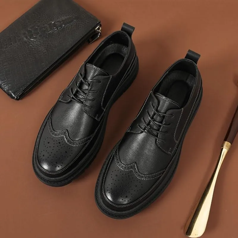 Men's Genuine Leather Business Brogue Handmade Formal Oxfords Shoe