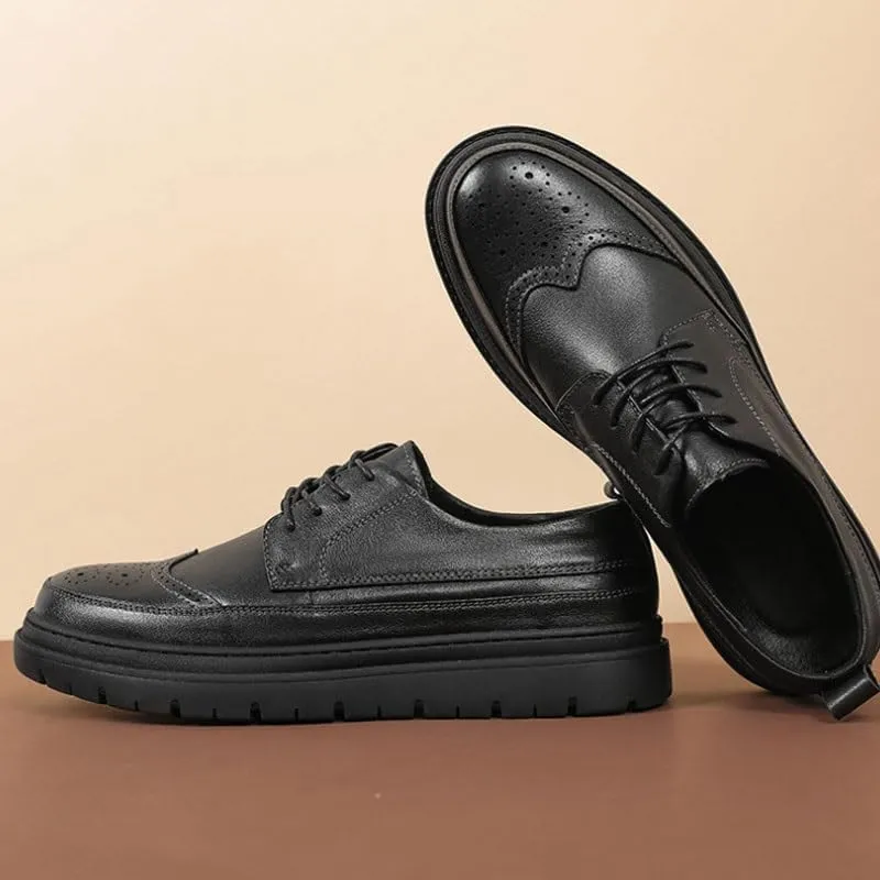 Men's Genuine Leather Business Brogue Handmade Formal Oxfords Shoe