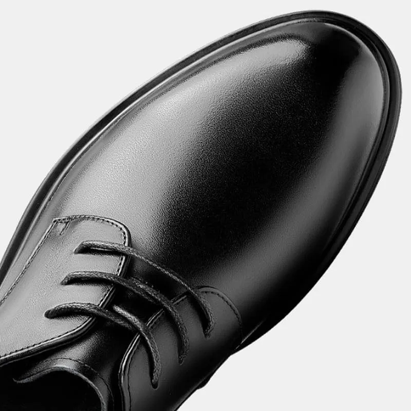 Men's Genuine Leather Lace Up Oxfords Casual Business Pointed Toe Non-Slip Platform Comfortable Breathable Casual Shoes