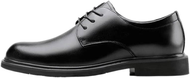 Men's Genuine Leather Lace Up Oxfords Casual Business Pointed Toe Non-Slip Platform Comfortable Breathable Casual Shoes
