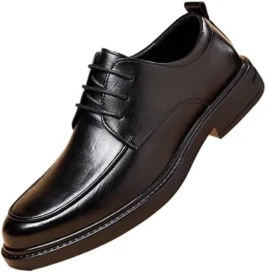 Men's Genuine Leather Lace Up Oxfords Plain Toe Classic Oxfords Shoes for Formal Business Wedding