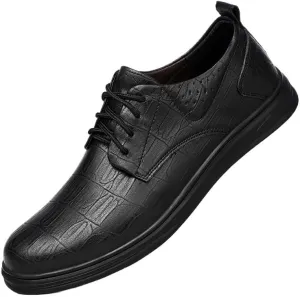 Men's Genuine Leather Oxford Shoes Breathable Leather Wingtip Brogue Non Slip Chunky Heel Dress Shoes for Dating Prom Business