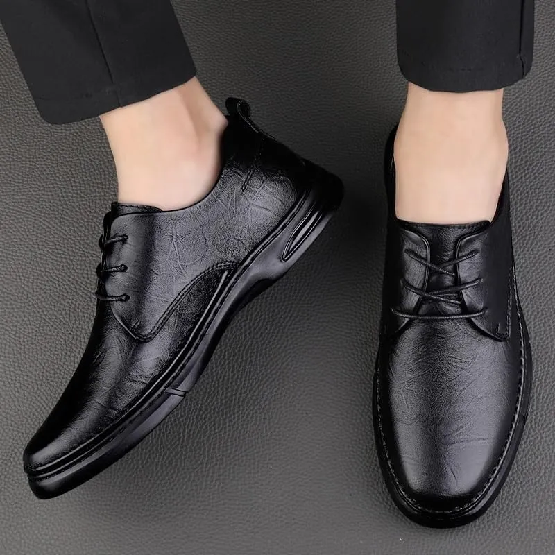 Men's Genuine Leather Oxford Shoes Men Fashion Loafers Shoes Breathable Wedding Office Work Tuxedo Derby Shoes for Men