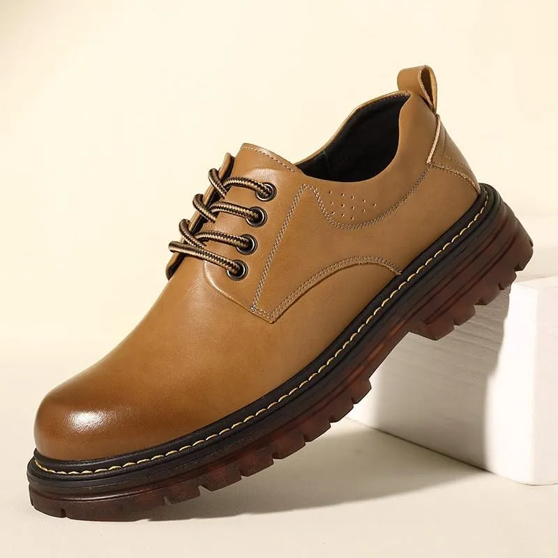 Men's Genuine Leather Platform Oxfords Men Classic Lace-up Shoes Formal Tuxedo Shoes Wingtip Brogue Oxfords for Men