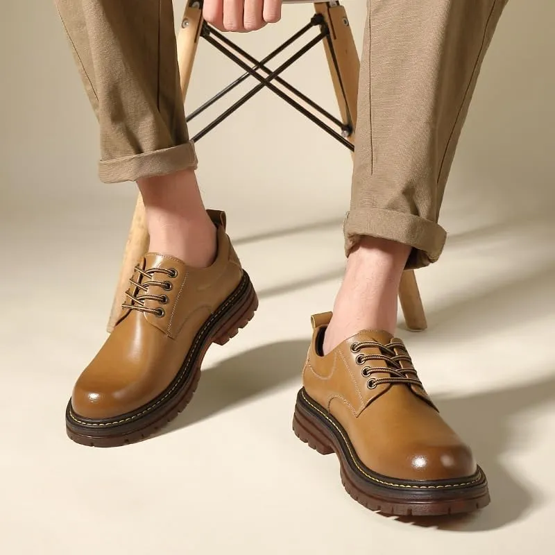 Men's Genuine Leather Platform Oxfords Men Classic Lace-up Shoes Formal Tuxedo Shoes Wingtip Brogue Oxfords for Men