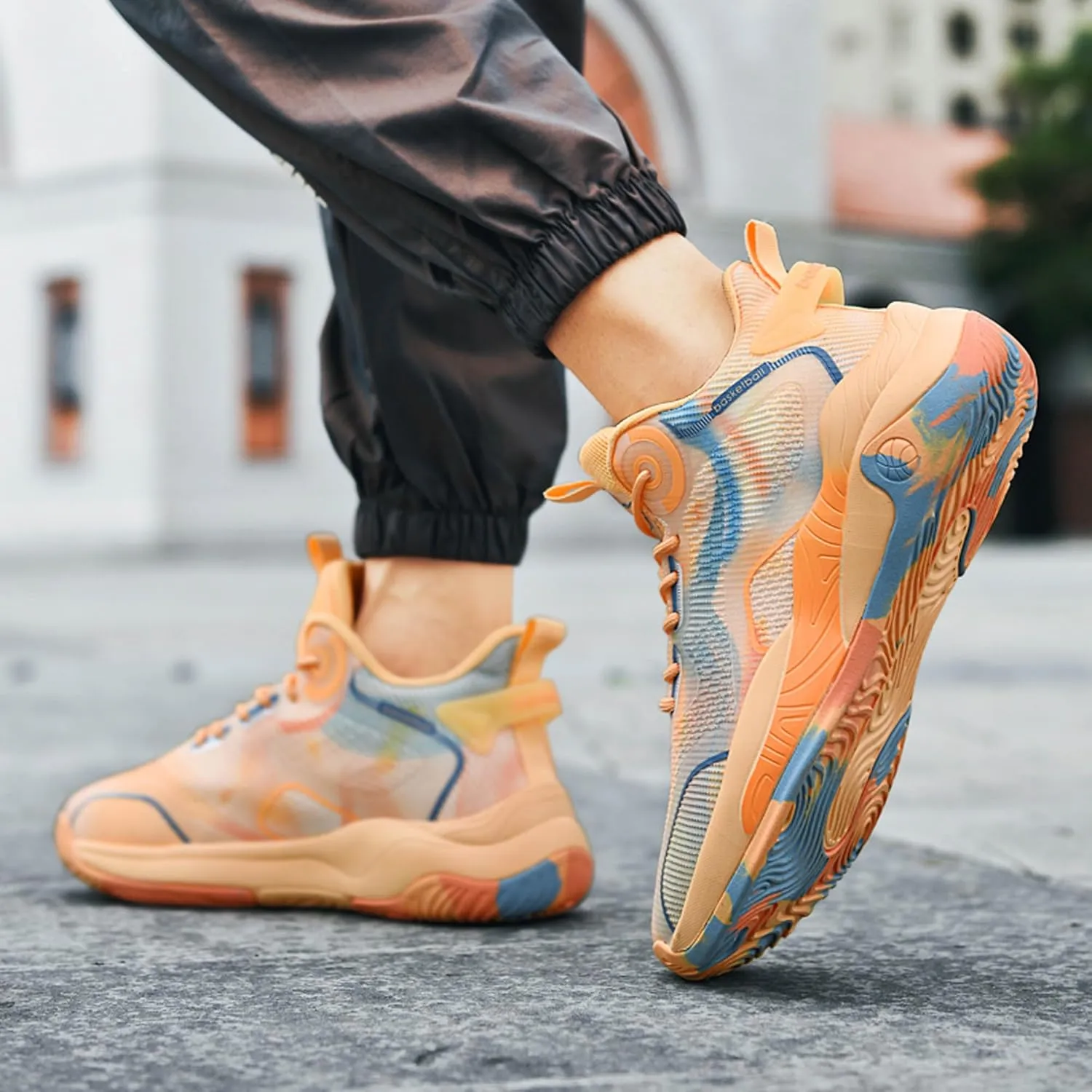 Men's High Top Graffiti Anti Slip Basketball Shoes, Arch Supported Casual Sports Shoes, Men's Breathable Running Shoes, Fitness Cushioning Training Shoes