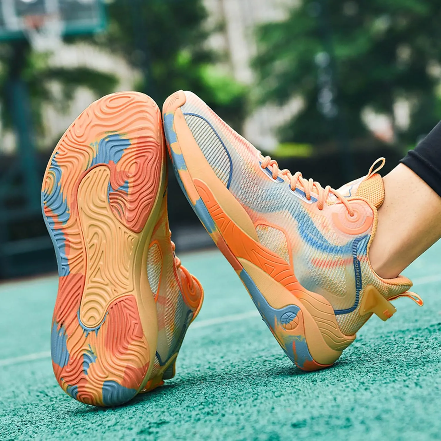 Men's High Top Graffiti Anti Slip Basketball Shoes, Arch Supported Casual Sports Shoes, Men's Breathable Running Shoes, Fitness Cushioning Training Shoes