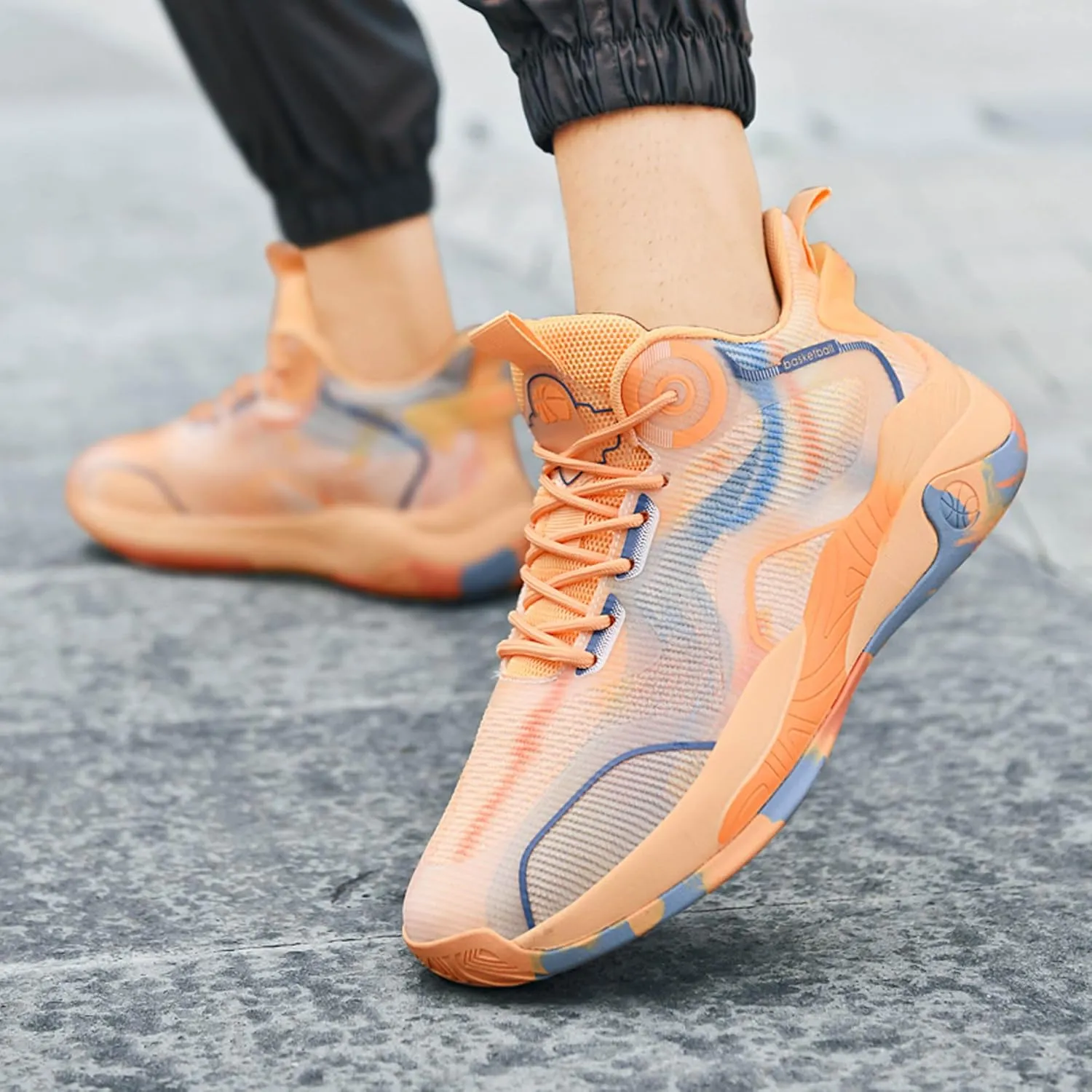 Men's High Top Graffiti Anti Slip Basketball Shoes, Arch Supported Casual Sports Shoes, Men's Breathable Running Shoes, Fitness Cushioning Training Shoes