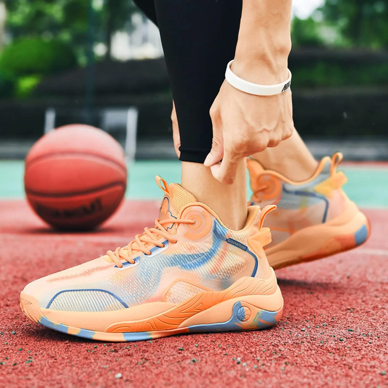 Men's High Top Graffiti Anti Slip Basketball Shoes, Arch Supported Casual Sports Shoes, Men's Breathable Running Shoes, Fitness Cushioning Training Shoes