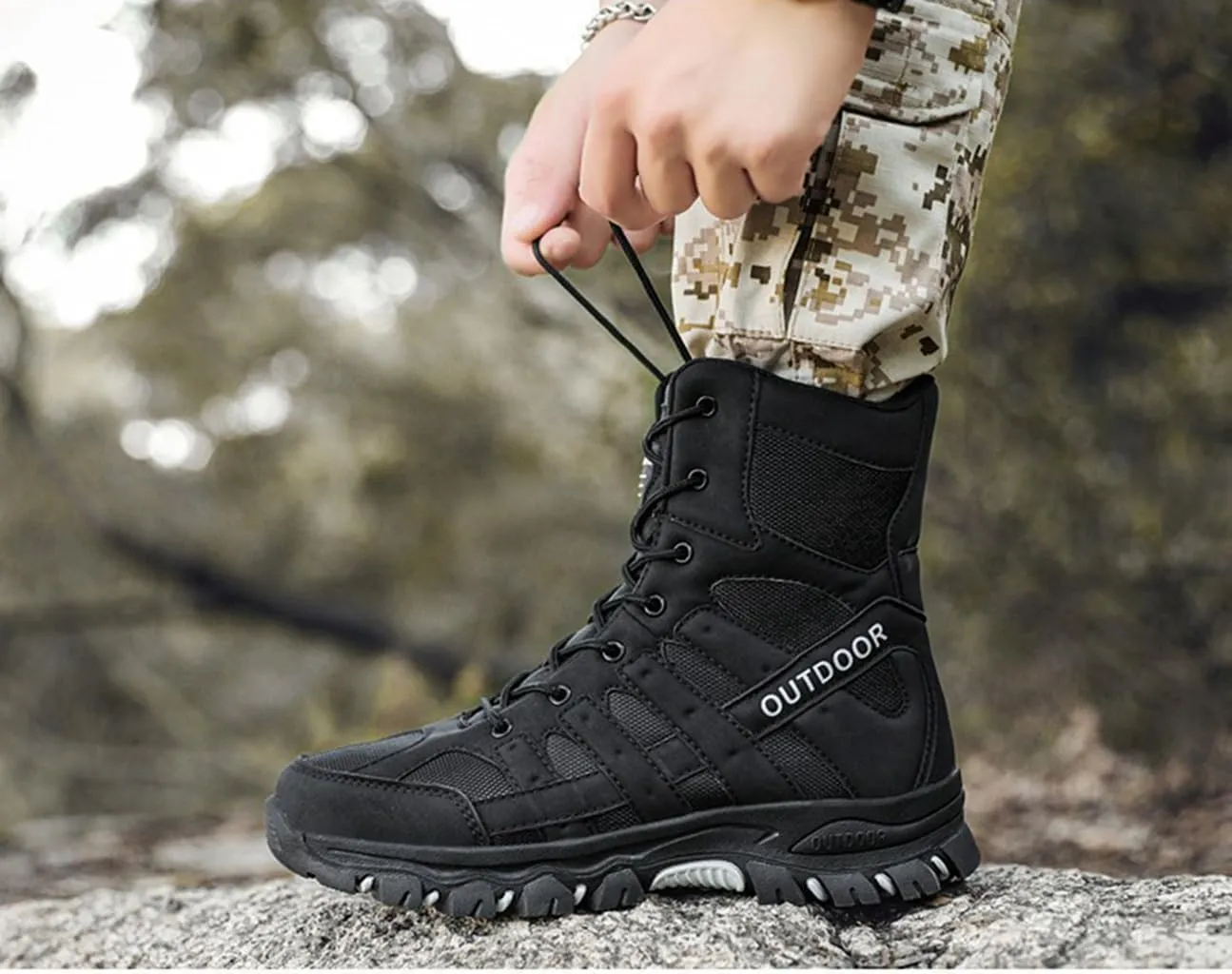 Men's Hiking Shoes Waterproof Anti Slip Hiking Boots Outdoor Lightweight Trekking Sneakers