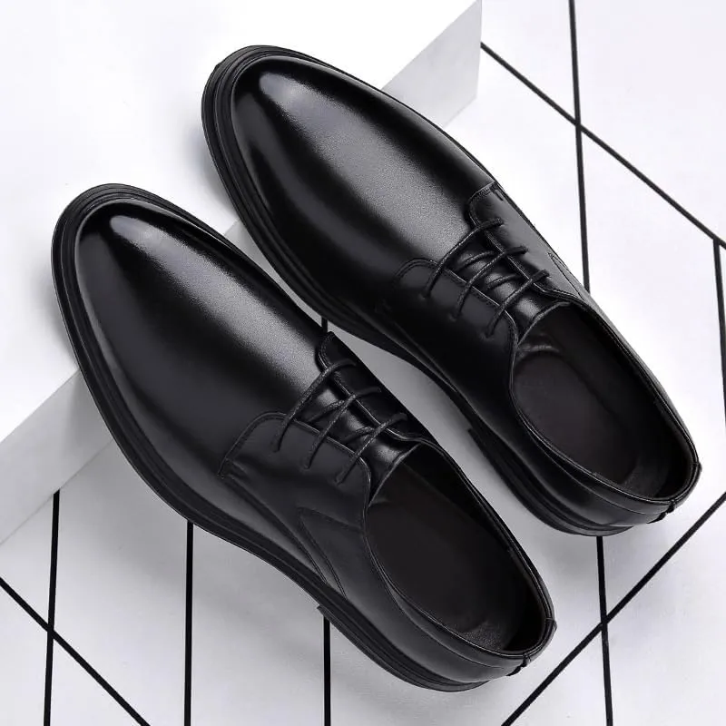Men's Lace-Up Formal Dress Shoes Genuine Leather Oxfords Comfortable Derby Shoes for Men