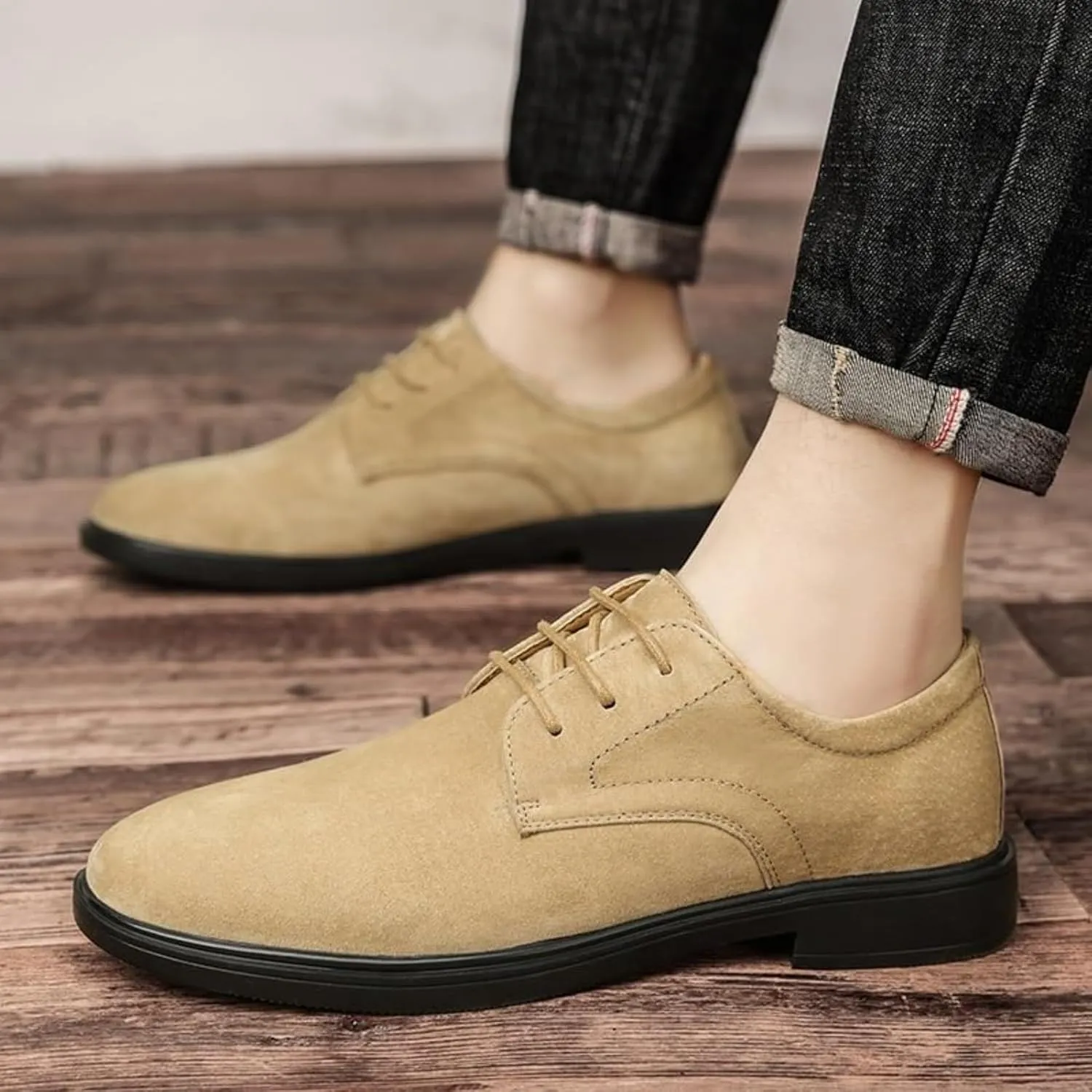 Men's Leather Lace Up Platform Work Oxfords Formal Business Oxford Shoes Men's Classic Lace Up Oxfords Dress Shoes Faux Patent Leather