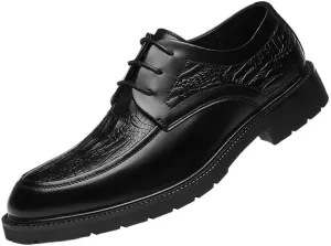 Men's Leather Platform Slip-On Oxfords Breathable Modern Leather Business Casual Scale Pattern Comfort Formal Shoes