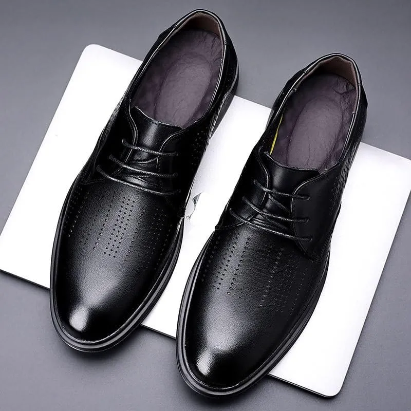 Men's Leather Wedding Sneakers Shoes Comfortable Low Top Breathable Work Mesh Shoes