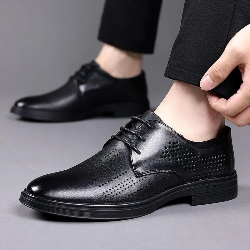 Men's Leather Wedding Sneakers Shoes Comfortable Low Top Breathable Work Mesh Shoes
