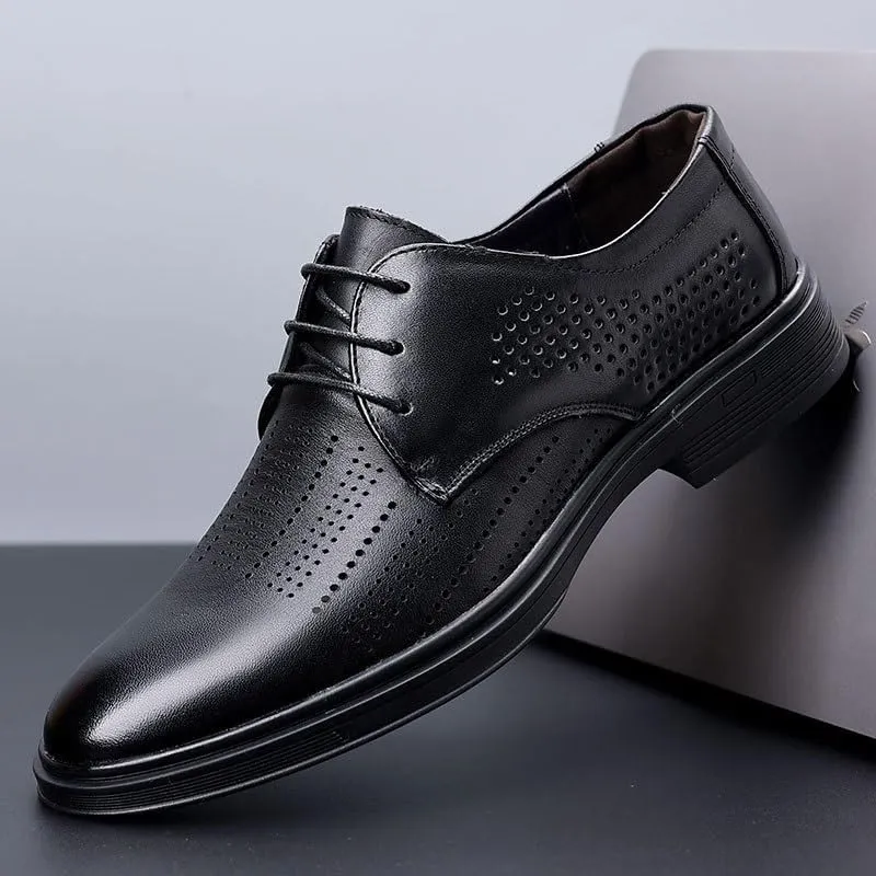 Men's Leather Wedding Sneakers Shoes Comfortable Low Top Breathable Work Mesh Shoes