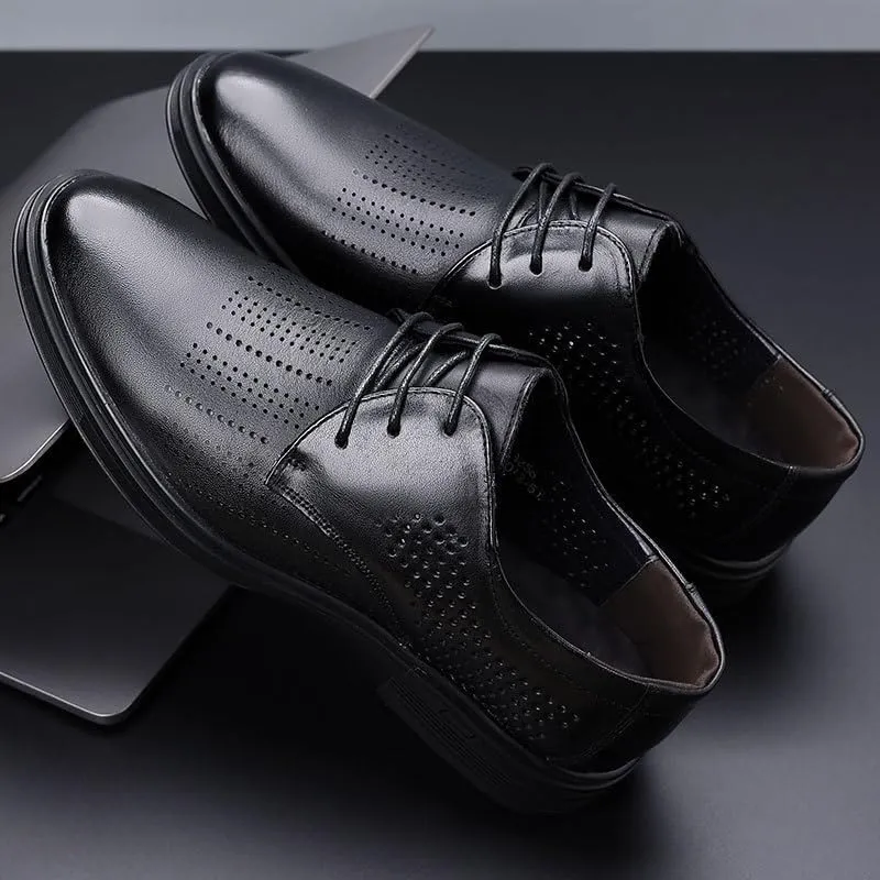Men's Leather Wedding Sneakers Shoes Comfortable Low Top Breathable Work Mesh Shoes