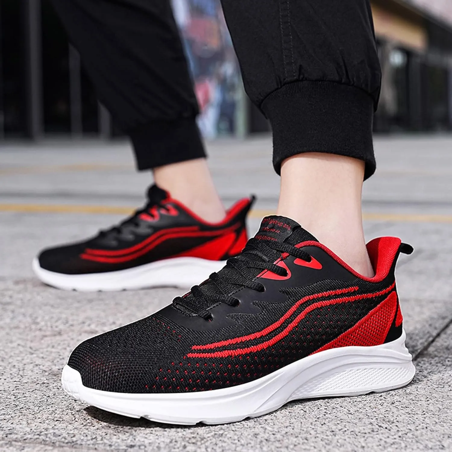 Men's Lightweight Cushion Sneakers Lightweight Breathable Slip On Running Shoe Men's Arch Support Insole Shoes