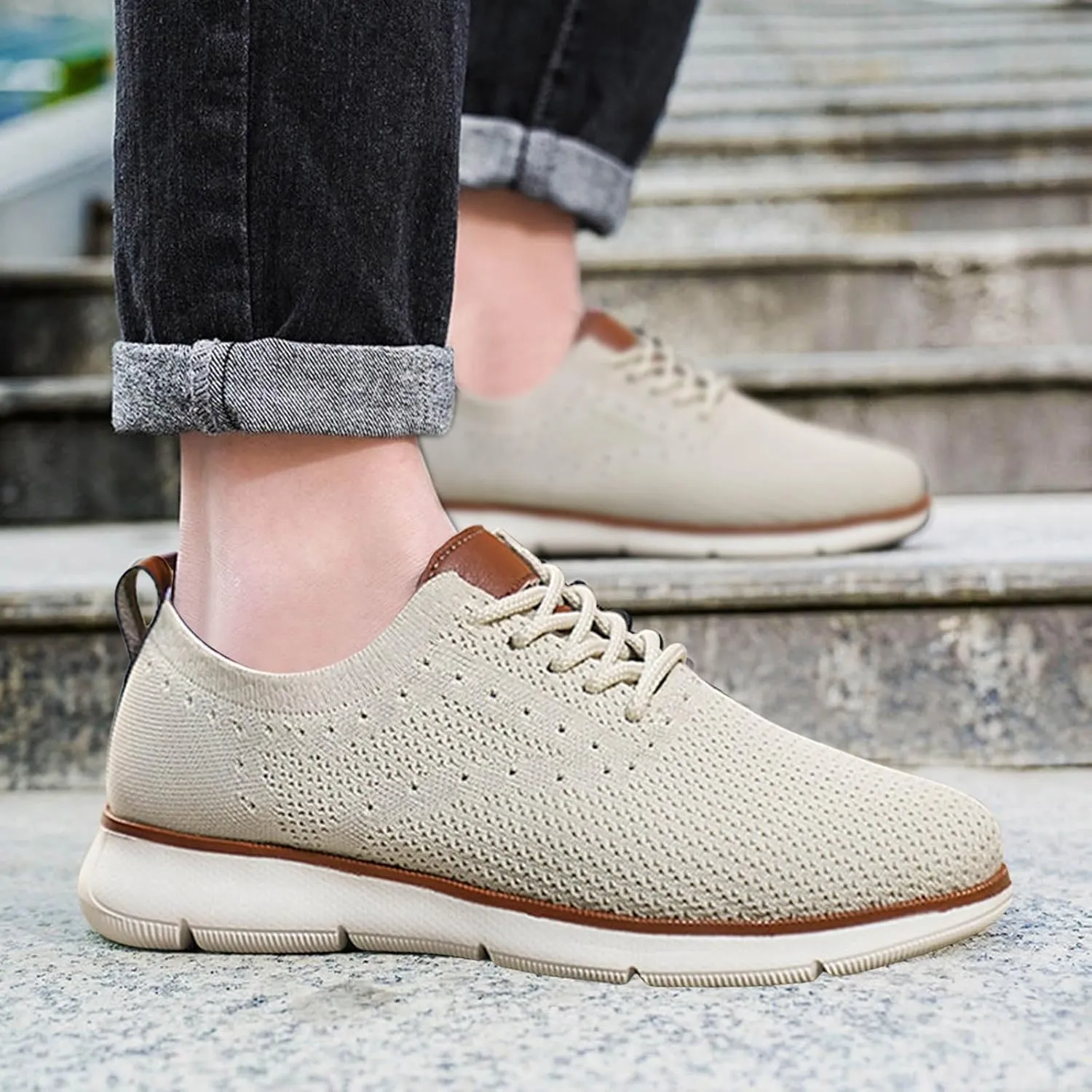Men's Lightweight Non Slip Barefoot Shoes Business Mesh Breathable Walking Shoe Lightweight Work Shoes for Men