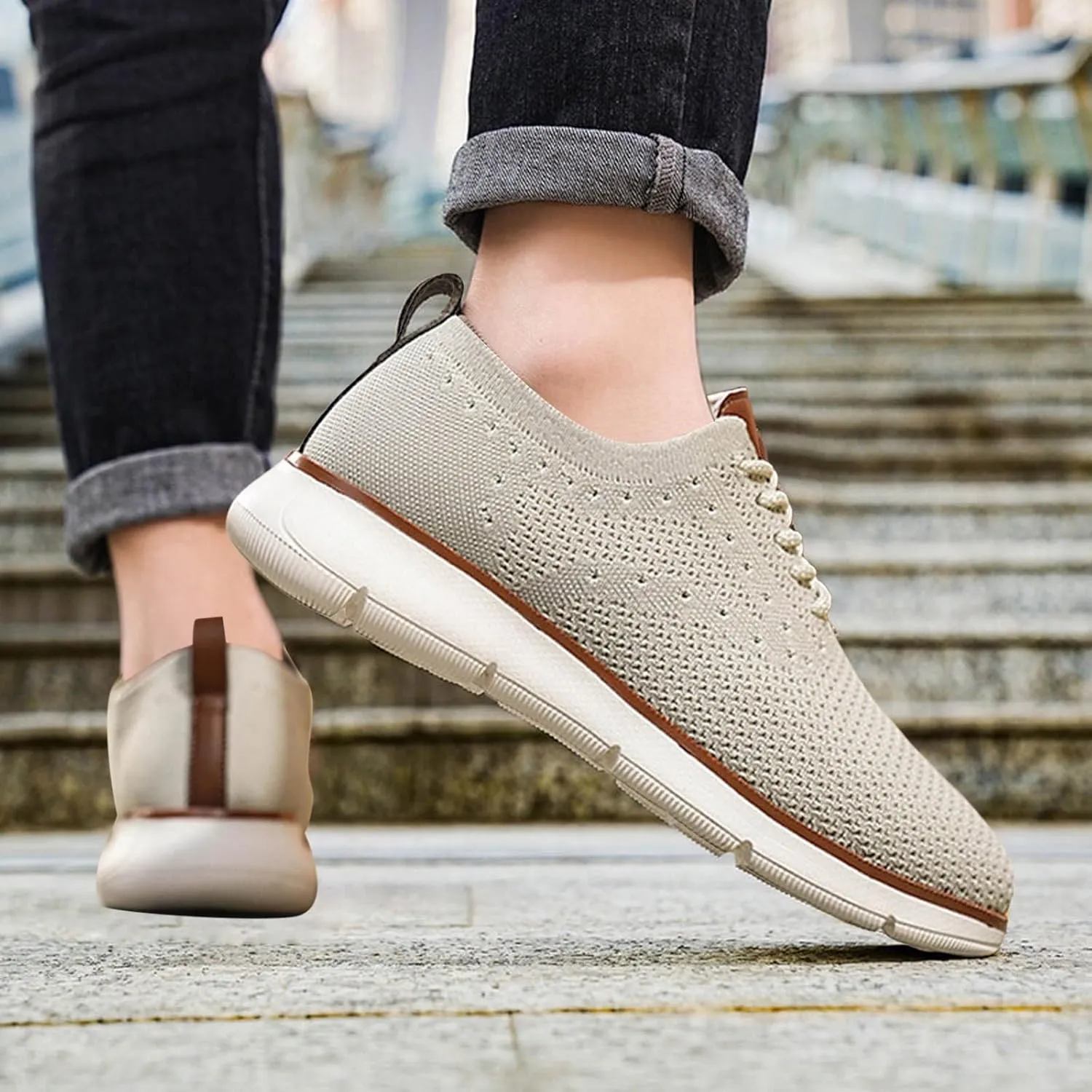 Men's Lightweight Non Slip Barefoot Shoes Business Mesh Breathable Walking Shoe Lightweight Work Shoes for Men