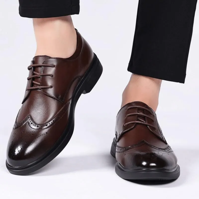 Men's Oxford Shoes Polished Cap Toe Dress Shoes for Professional Occasions, Breathable Leather Lace-Up Design, Ideal for Office Wedding Black Tie Events
