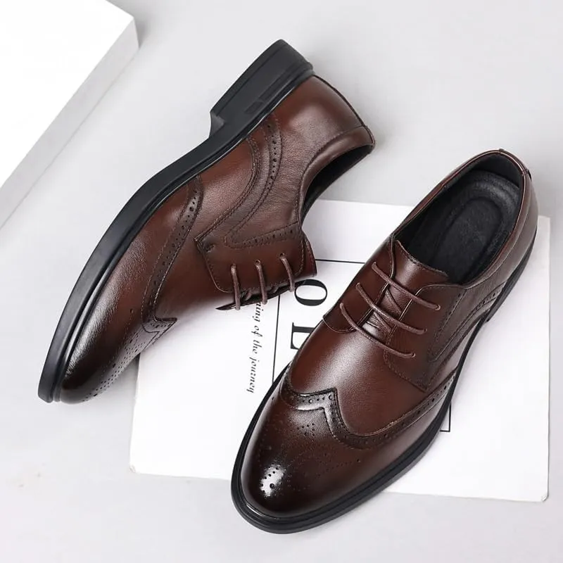 Men's Oxford Shoes Polished Cap Toe Dress Shoes for Professional Occasions, Breathable Leather Lace-Up Design, Ideal for Office Wedding Black Tie Events
