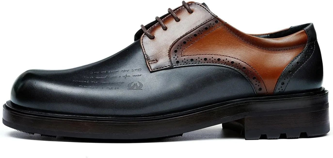 Mens Oxfords Formal Dress Derby Genunie Leather Two Tone Shoes Plain Toe Modern Suit Shoes Fashion Prom Wedding Tuxedo Business Casual Lightweight Comfortable Shoes for Men
