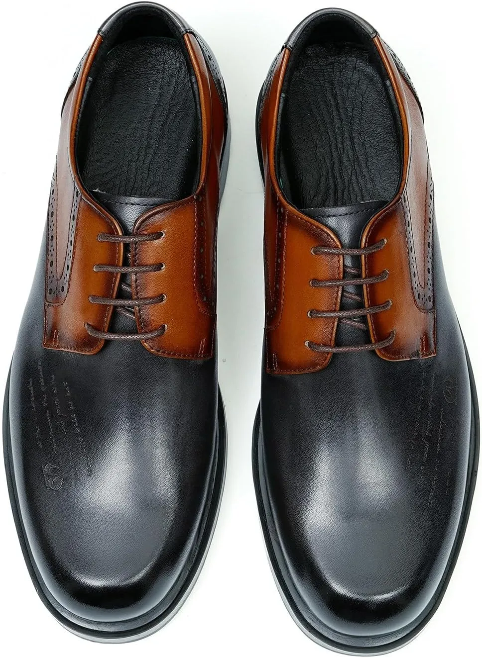 Mens Oxfords Formal Dress Derby Genunie Leather Two Tone Shoes Plain Toe Modern Suit Shoes Fashion Prom Wedding Tuxedo Business Casual Lightweight Comfortable Shoes for Men