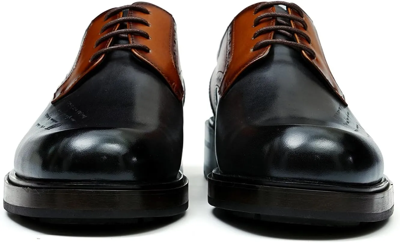 Mens Oxfords Formal Dress Derby Genunie Leather Two Tone Shoes Plain Toe Modern Suit Shoes Fashion Prom Wedding Tuxedo Business Casual Lightweight Comfortable Shoes for Men