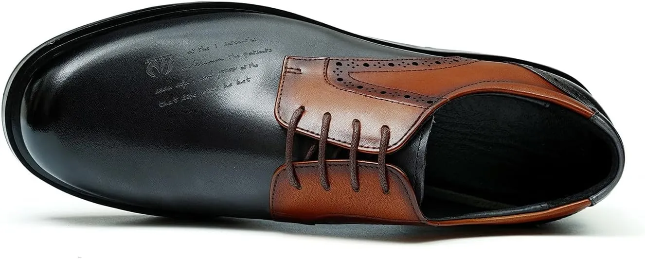 Mens Oxfords Formal Dress Derby Genunie Leather Two Tone Shoes Plain Toe Modern Suit Shoes Fashion Prom Wedding Tuxedo Business Casual Lightweight Comfortable Shoes for Men