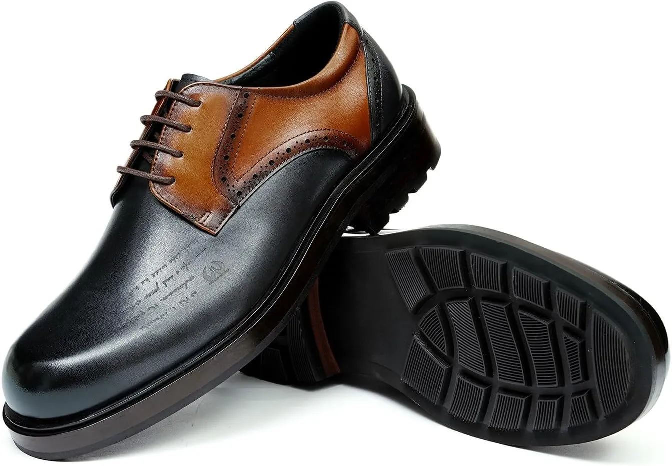 Mens Oxfords Formal Dress Derby Genunie Leather Two Tone Shoes Plain Toe Modern Suit Shoes Fashion Prom Wedding Tuxedo Business Casual Lightweight Comfortable Shoes for Men