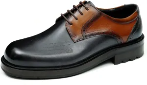 Mens Oxfords Formal Dress Derby Genunie Leather Two Tone Shoes Plain Toe Modern Suit Shoes Fashion Prom Wedding Tuxedo Business Casual Lightweight Comfortable Shoes for Men